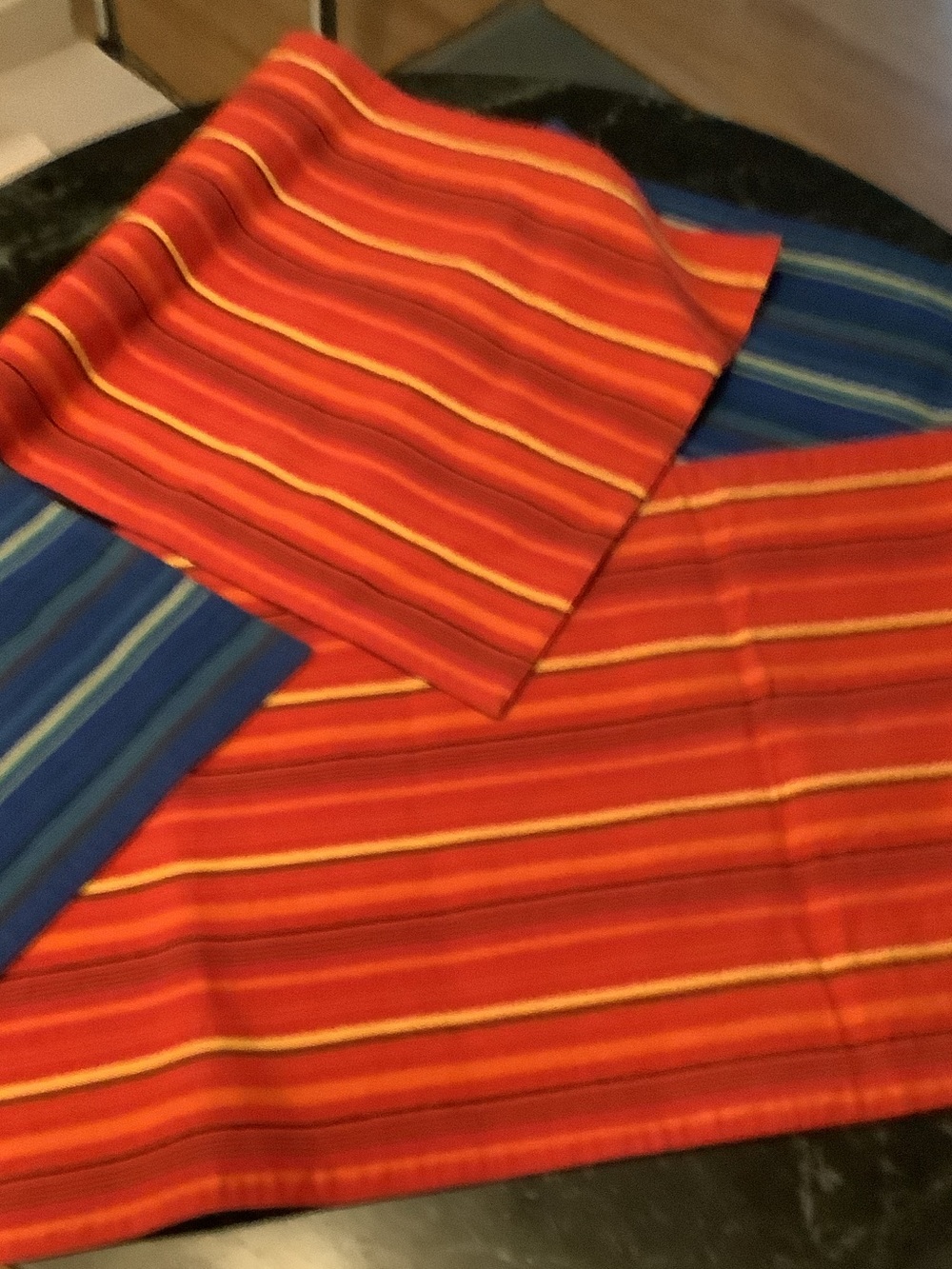 Striped Red and Blue Table Runner reversible